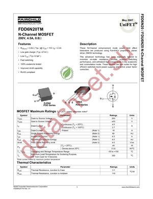 FDD6N20TF datasheet  